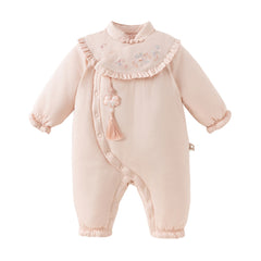 Dave&Bella Baby Girls Winter Chinese-style Red/Pink Warm Padded Rompers