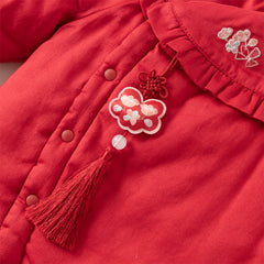 Dave&Bella Baby Girls Winter Chinese-style Red/Pink Warm Padded Rompers