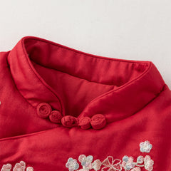 Dave&Bella Baby Girls Winter Chinese-style Red/Pink Warm Padded Rompers
