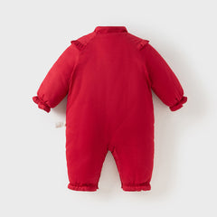 Dave&Bella Baby Girls Winter Chinese-style Red/Pink Warm Padded Rompers
