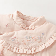 Dave&Bella Baby Girls Winter Chinese-style Red/Pink Warm Padded Rompers