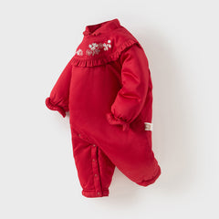 Dave&Bella Baby Girls Winter Chinese-style Red/Pink Warm Padded Rompers