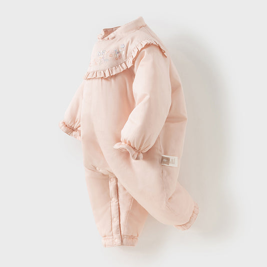 Dave&Bella Baby Girls Winter Chinese-style Red/Pink Warm Padded Rompers