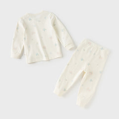 Dave&Bella Kids Girls Autumn Pure Cotton Purple/Beige Cute Pajamas Set