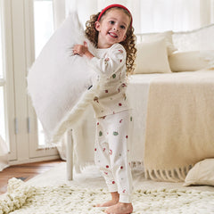 Dave&Bella Kids Girls Autumn Cotton Pink/Beige Print Soft Pajamas Sets