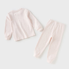 Dave&Bella Kids Girls Autumn Cotton Pink/Beige Print Soft Pajamas Sets