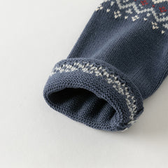 Dave&Bella Kids Boys Autumn Apricoot/Blue Classic Round Collar Warm Sweaters Tops