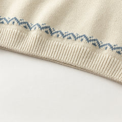 Dave&Bella Kids Boys Autumn Apricoot/Blue Classic Round Collar Warm Sweaters Tops