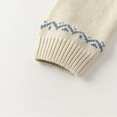 Dave&Bella Kids Boys Autumn Apricoot/Blue Classic Round Collar Warm Sweaters Tops