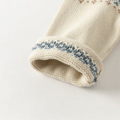 Dave&Bella Kids Boys Autumn Apricoot/Blue Classic Round Collar Warm Sweaters Tops