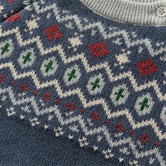 Dave&Bella Kids Boys Autumn Apricoot/Blue Classic Round Collar Warm Sweaters Tops