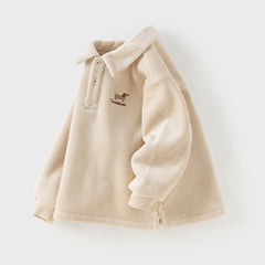 Dave&Bella Toddler Boys Casual Apricot Long-sleeved Plush-lined Sweatshirts Tops