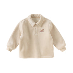 Dave&Bella Toddler Boys Casual Apricot Long-sleeved Plush-lined Sweatshirts Tops