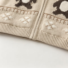 Dave&Bella Toddler Boys Apricot Penguin Jacquard Outwear Cozy Plush-lined Jackets