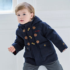 Dave&Bella Kids Boys Navy Blue College-style Outwear Padded Hooded Coats