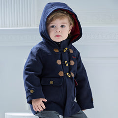 Dave&Bella Kids Boys Navy Blue College-style Outwear Padded Hooded Coats