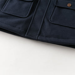 Dave&Bella Kids Boys Navy Blue College-style Outwear Padded Hooded Coats