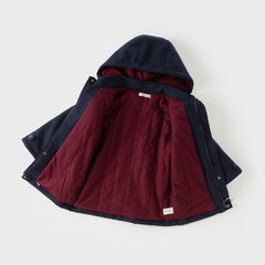 Dave&Bella Kids Boys Navy Blue College-style Outwear Padded Hooded Coats