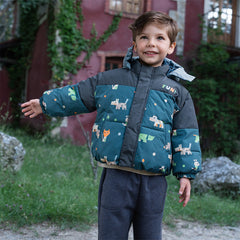 Dave&Bella Toddler Boys Winter Night Sky Blue Outwear Warm Hooded Padded Coats