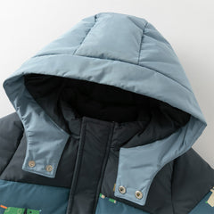 Dave&Bella Toddler Boys Winter Night Sky Blue Outwear Warm Hooded Padded Coats
