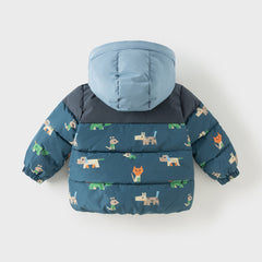 Dave&Bella Toddler Boys Winter Night Sky Blue Outwear Warm Hooded Padded Coats