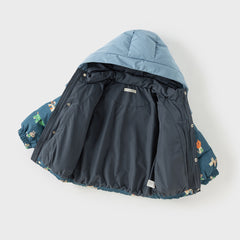 Dave&Bella Toddler Boys Winter Night Sky Blue Outwear Warm Hooded Padded Coats