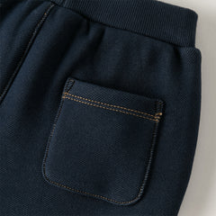 Dave&Bella Toddler Boys Winter Casual Denim Blue Shool Knit Sweatpants