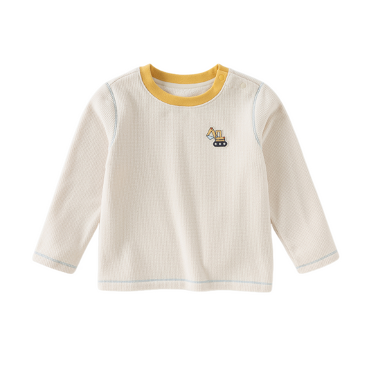 Dave&Bella Kids Boys Autumn Versatile Beige/Grey Cassic T-shirt Tops