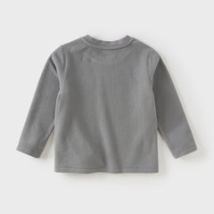 Dave&Bella Kids Boys Autumn Versatile Beige/Grey Cassic T-shirt Tops
