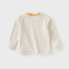 Dave&Bella Kids Boys Autumn Versatile Beige/Grey Cassic T-shirt Tops