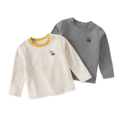 Dave&Bella Kids Boys Autumn Versatile Beige/Grey Cassic T-shirt Tops