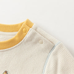 Dave&Bella Kids Boys Autumn Versatile Beige/Grey Cassic T-shirt Tops