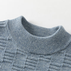 Dave&Bella Kids Boys Versatile Blue/Grey Breathable Cotton Turtle Pullover Sweater Tops