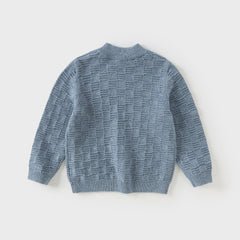 Dave&Bella Kids Boys Versatile Blue/Grey Breathable Cotton Turtle Pullover Sweater Tops