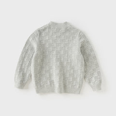 Dave&Bella Kids Boys Versatile Blue/Grey Breathable Cotton Turtle Pullover Sweater Tops