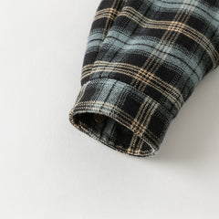 Dave&Bella Toddler Boys Winter Casual Navy Plaid Hooded Padded Coats