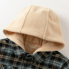 Dave&Bella Toddler Boys Winter Casual Navy Plaid Hooded Padded Coats