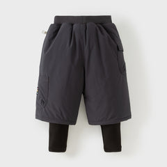 Dave&Bella Toddler Boys Versatile Carbon Black Warm Padded Pants