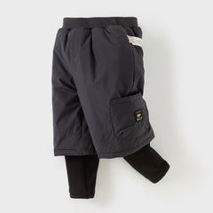 Dave&Bella Toddler Boys Versatile Carbon Black Warm Padded Pants