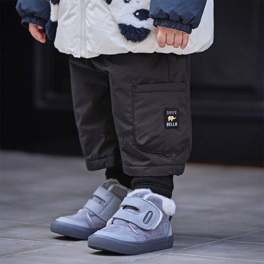 Dave&Bella Toddler Boys Versatile Carbon Black Warm Padded Pants