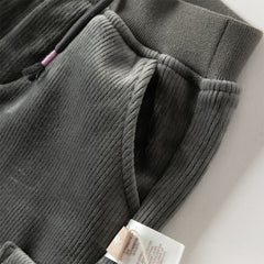Dave&Bella Toddler Boys Winter Casual Grey Plush-lined Drawstring Pants