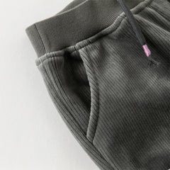 Dave&Bella Toddler Boys Winter Casual Grey Plush-lined Drawstring Pants