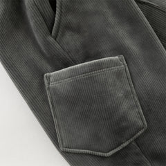 Dave&Bella Toddler Boys Winter Casual Grey Plush-lined Drawstring Pants
