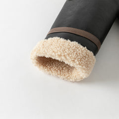 Dave&Bella Toddler Boys Winter Black Faux Shearling Lining PU Leather Biker Jacket