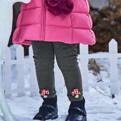 Dave&Bella Toddler Girls Casual Beige/Grey Outdoor Soft Plush-lined Leggings