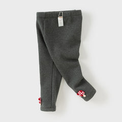 Dave&Bella Toddler Girls Casual Beige/Grey Outdoor Soft Plush-lined Leggings