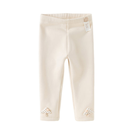 Dave&Bella Toddler Girls Casual Beige/Grey Outdoor Soft Plush-lined Leggings