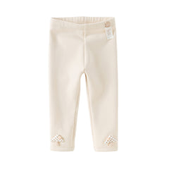 Dave&Bella Toddler Girls Casual Beige/Grey Outdoor Soft Plush-lined Leggings