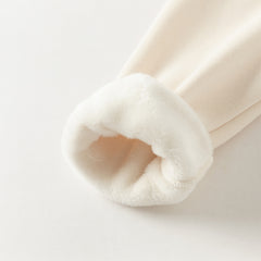 Dave&Bella Toddler Girls Casual Beige/Grey Outdoor Soft Plush-lined Leggings