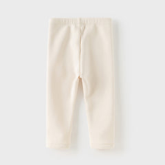 Dave&Bella Toddler Girls Casual Beige/Grey Outdoor Soft Plush-lined Leggings